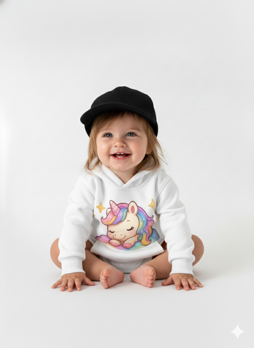 My Little Co. Sky blue Kids Hoodie | Sleeping Unicorn Printed Winter Sweatshirt (Copy) My Little Co.