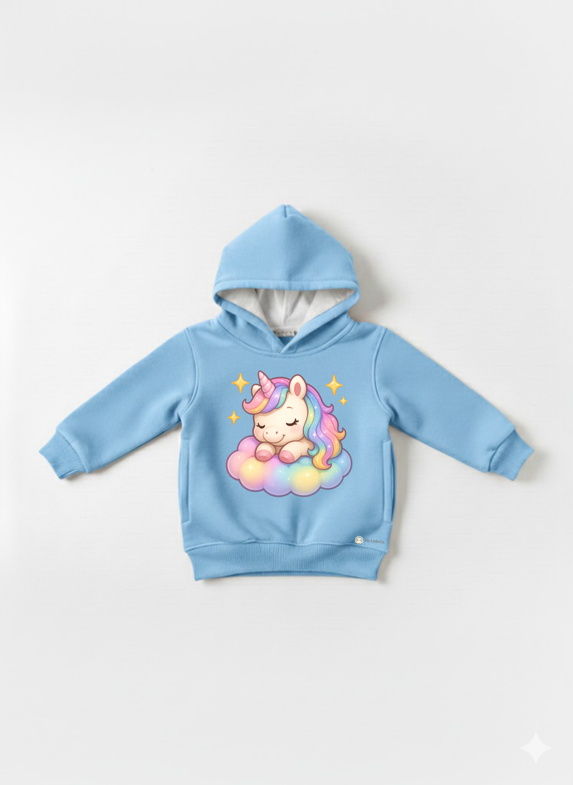 My Little Co. Sky blue Kids Hoodie | Sleeping Unicorn Printed Winter Sweatshirt My Little Co.
