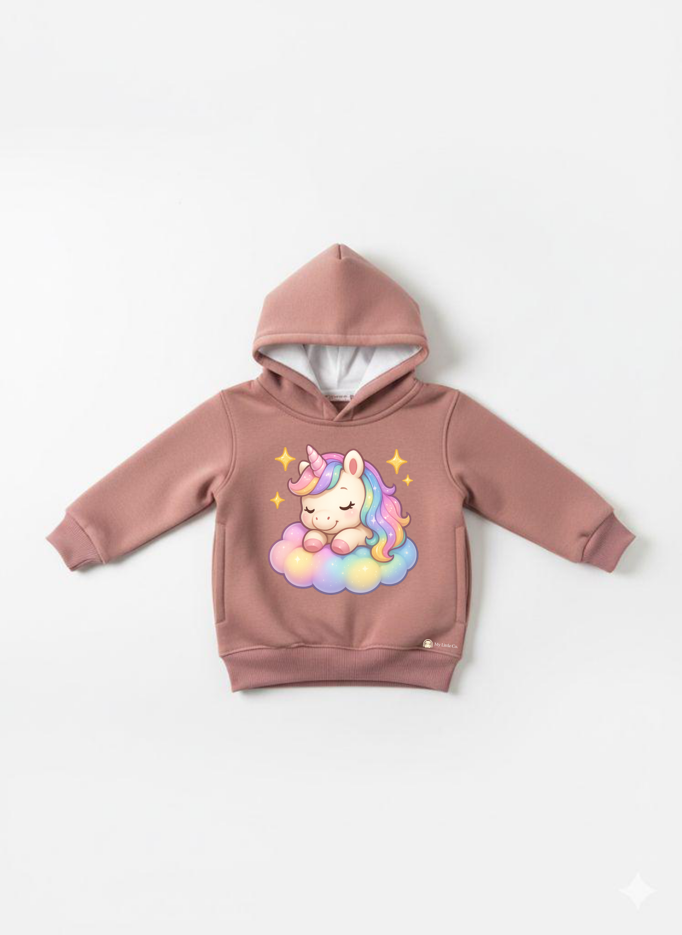 My Little Co. Peach Kids Hoodie | Sleeping Unicorn Printed Winter Sweatshirt My Little Co.