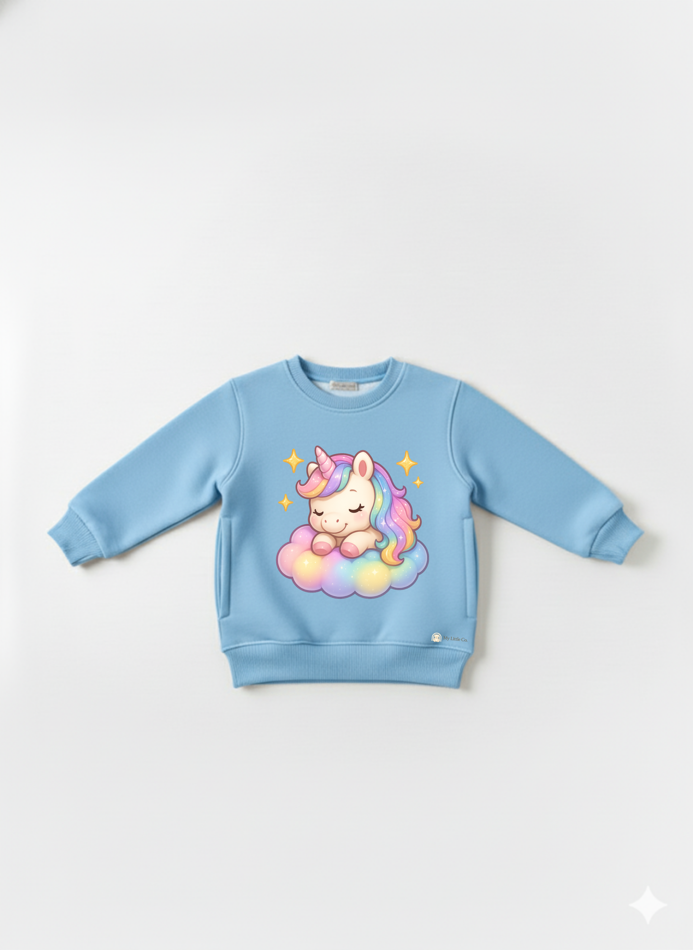 My Little Co. sky blue kids sweatshirt – Sleeping Unicorn printed design