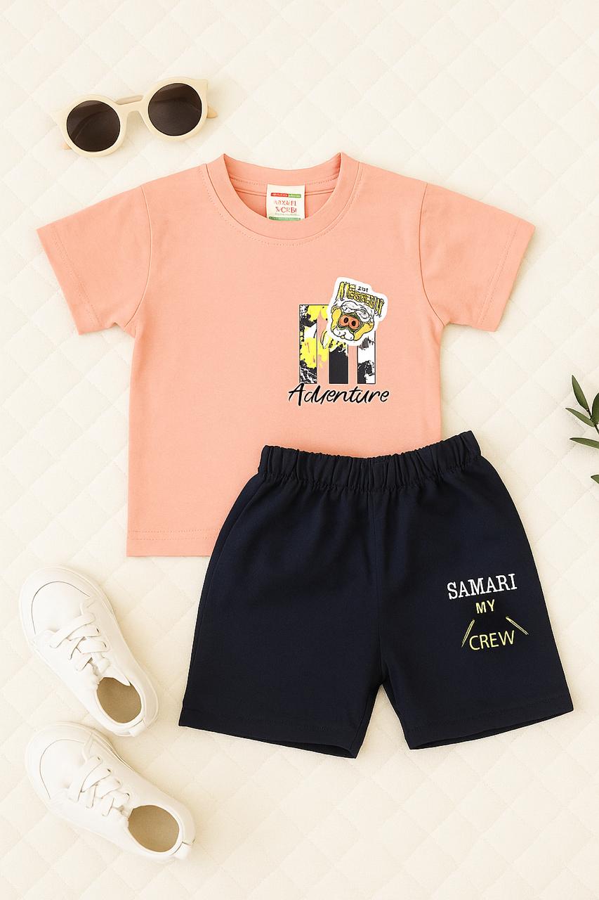 Adventure Crew T-shirt and Shorts Set for Kids with Back Print sky - My Little Co.