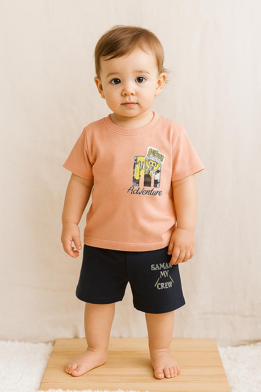 Adventure Crew T-shirt and Shorts Set for Kids with Back Print sky - My Little Co.