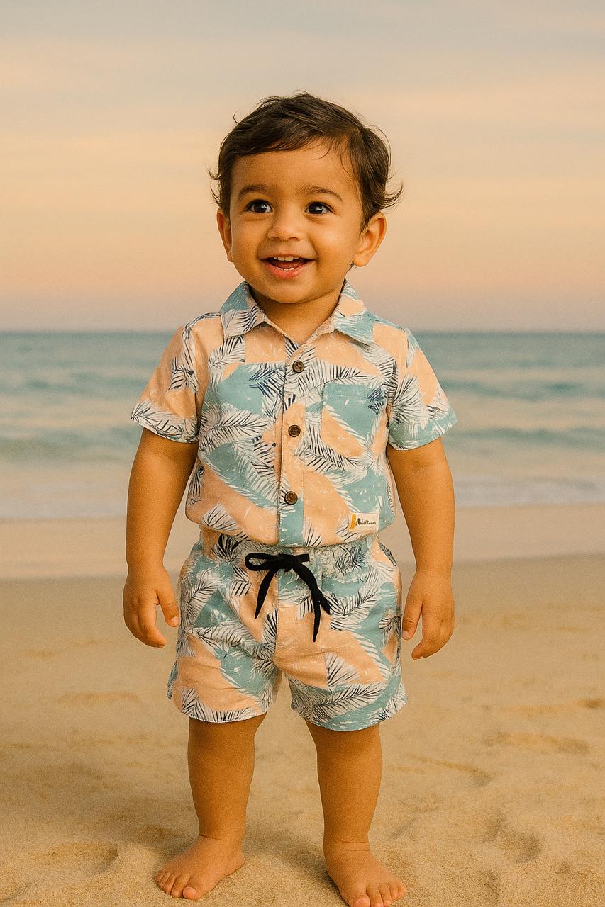 Abstract Leaf Print Toddler Co-ord Set – Shirt & Shorts - My Little Co.