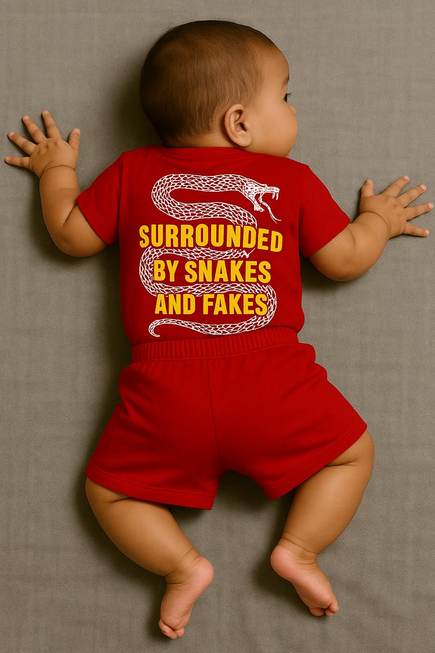Bold Statement Baby Co-ord Set – “Surrounded by Snakes and Fakes" - My Little Co.