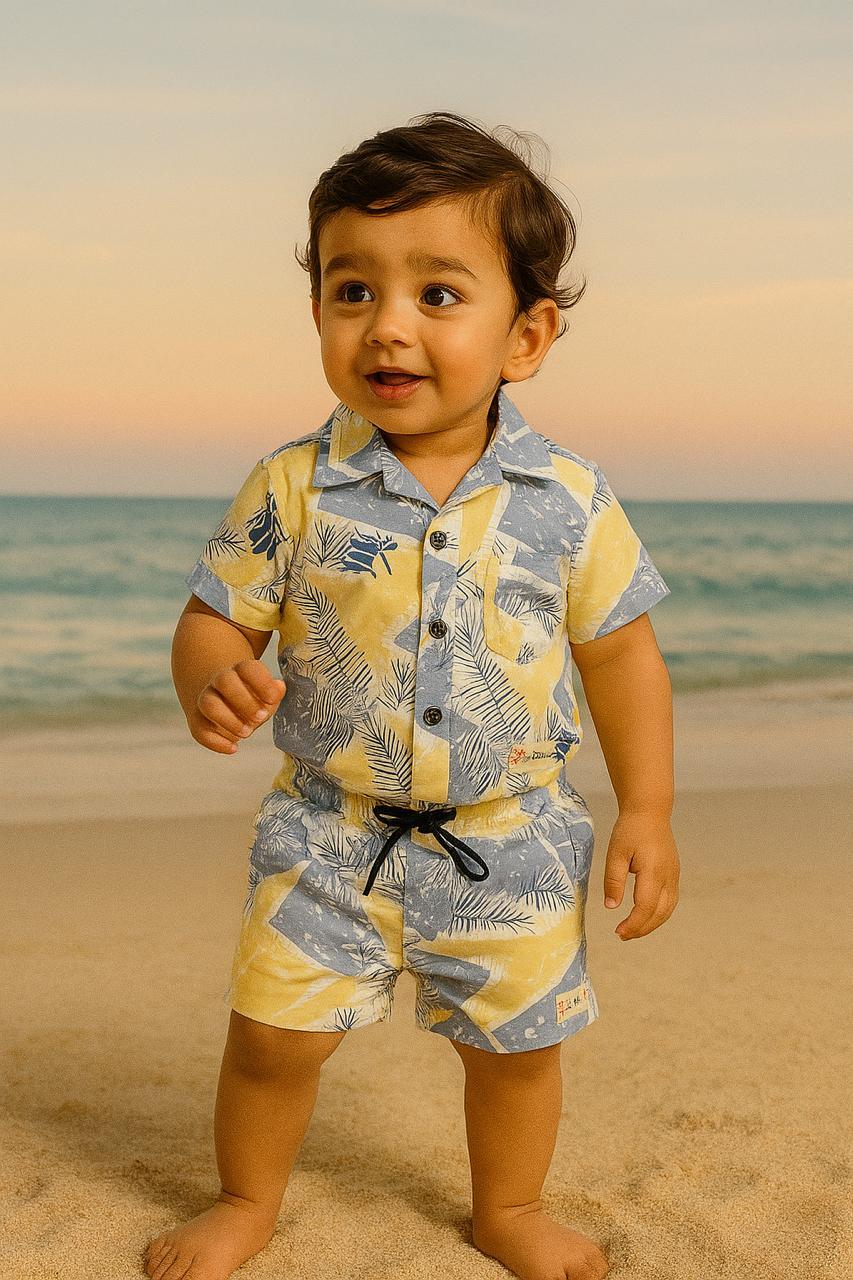 Abstract Leaf Print Toddler Co-ord Set – Shirt & Shorts - My Little Co.