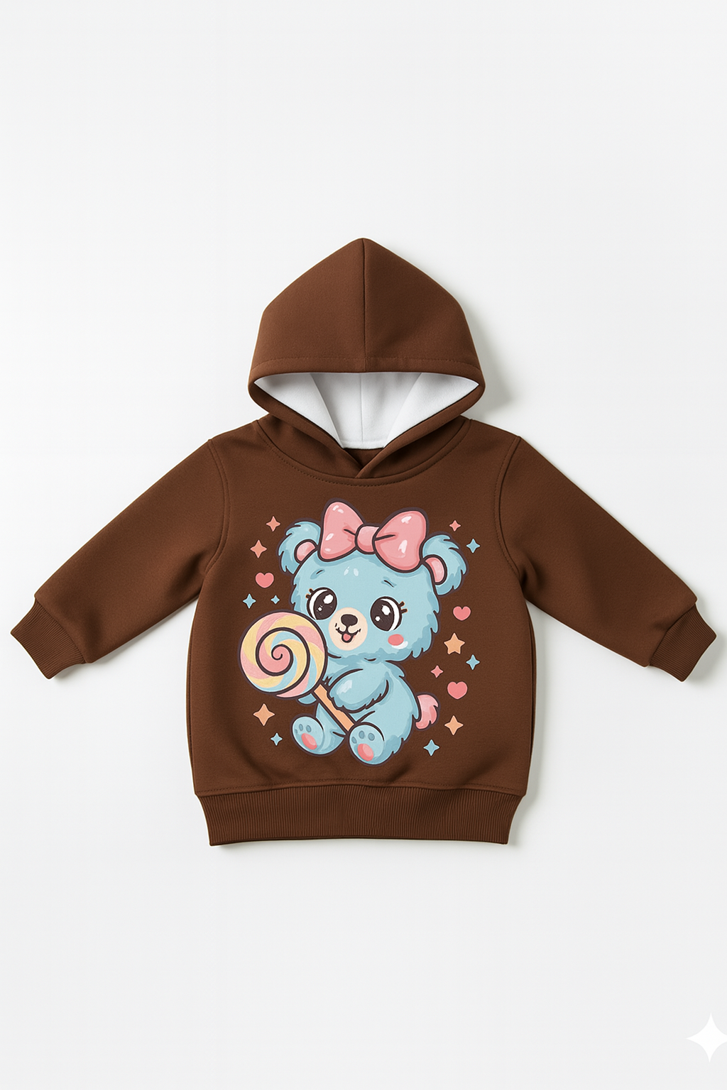 Coffee Brown Kids Hoodie – Cute Bear DTF Print in Soft Fleece My Little Co.