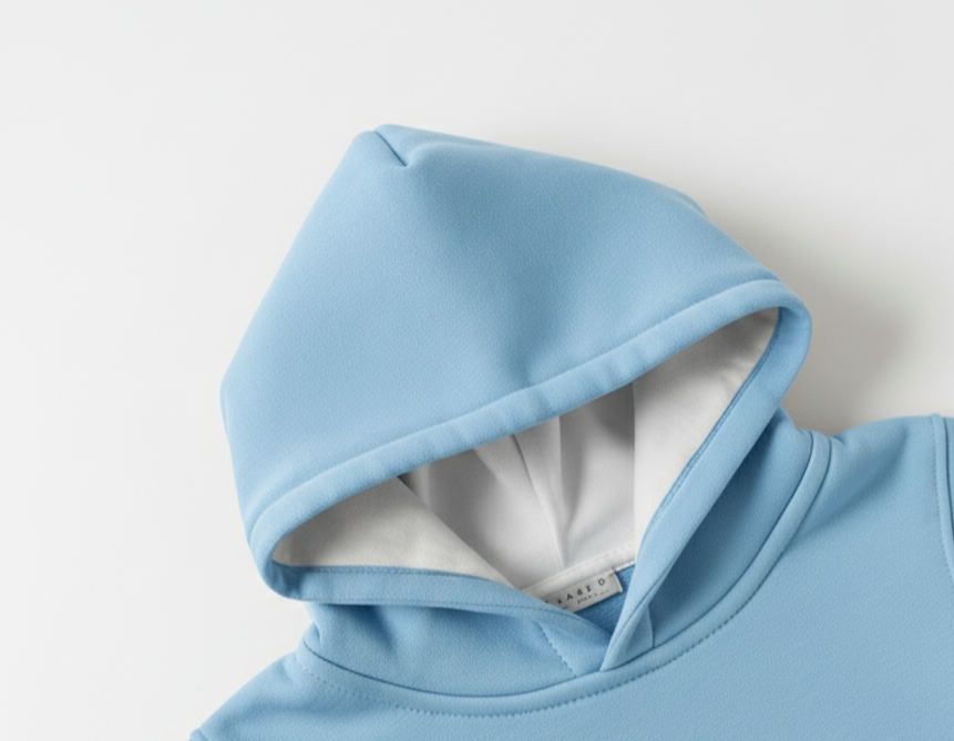 Anti-pill bio-washed cotton fleece texture detail. My little co premium quality apparel.