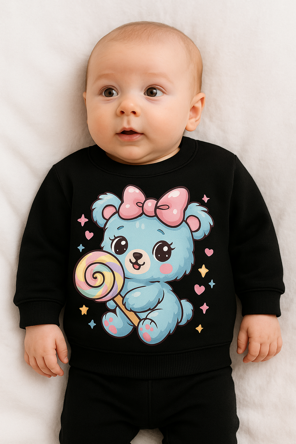 Black cotton fleece sweatshirt for kids – My Little Co.