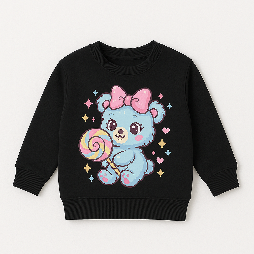 Boys black kids sweatshirt – Lollipop Bear print