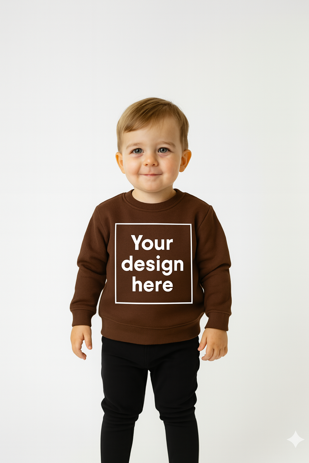 Brown Custom Print Round Neck Sweatshirt with Side Pockets – My Little Co. My Little Co.