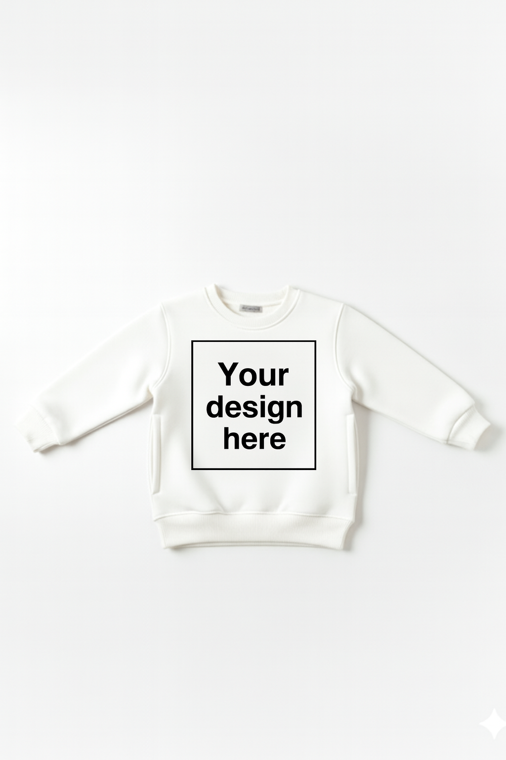 White Custom Print Round Neck Sweatshirt with Side Pockets – My Little Co. My Little Co.