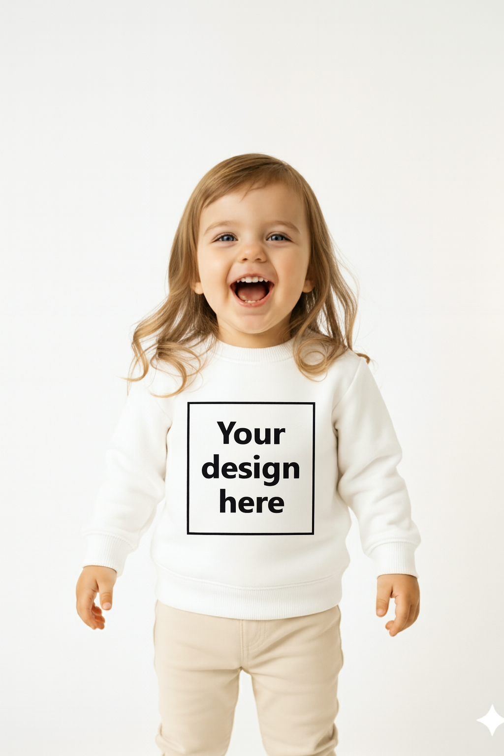 White Custom Print Round Neck Sweatshirt with Side Pockets – My Little Co. My Little Co.