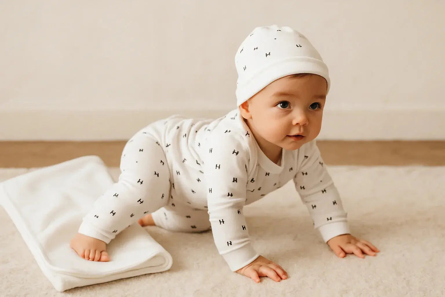 Newborn White 4-Piece Set – T-shirt, Cap, Pants & Blanket - My Little Co.
