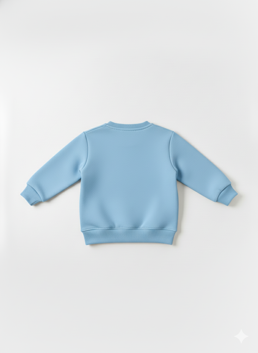Sky blue Crew Neck Baby Sweatshirt with Blue Stitch Print My Little Co.