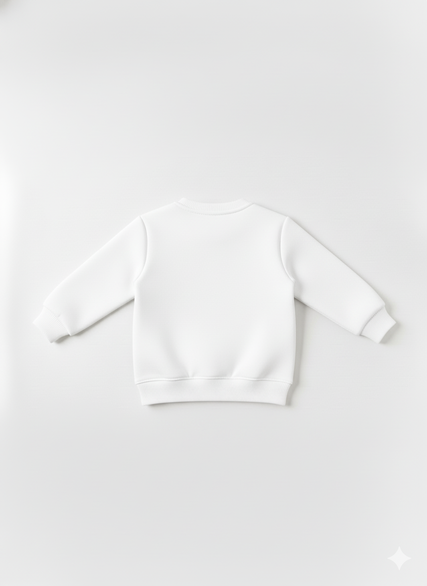 White Crew Neck Baby Sweatshirt with Blue Stitch Print My Little Co.