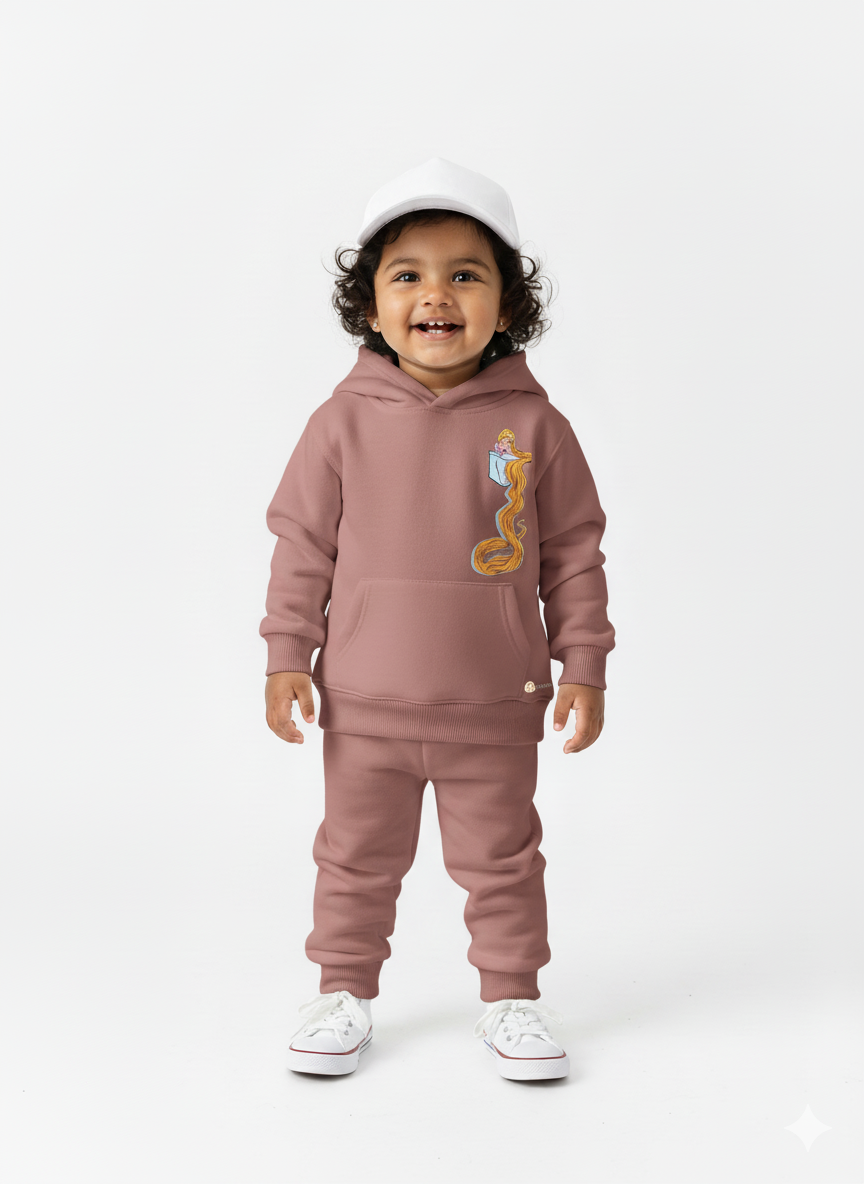 Peach Baby Hoodie with Disney Princess Print – Cute Cartoon Hoodie My Little Co.