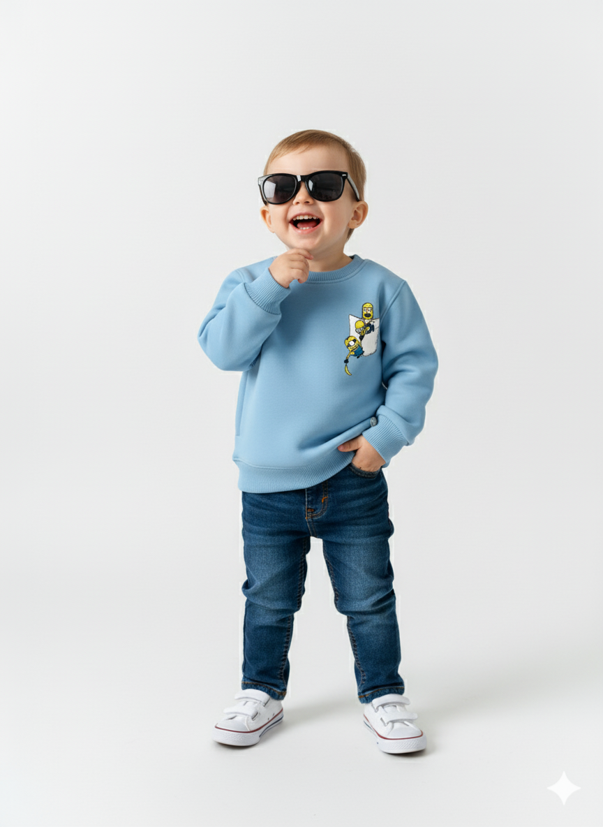 Sky blue Baby Round neck Sweatshirt with Minion Print My Little Co.