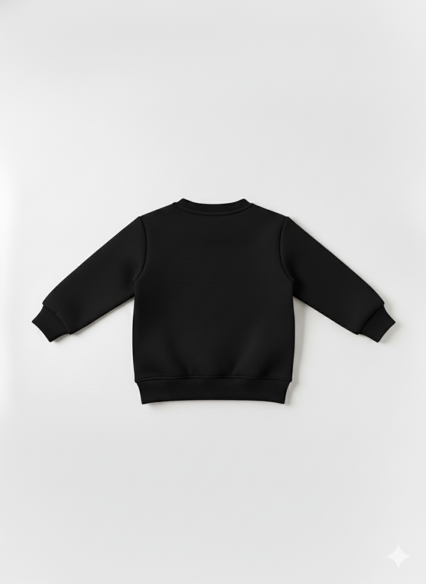Black Round Neck Sweatshirt with Side Pockets – My Little Co. My Little Co.