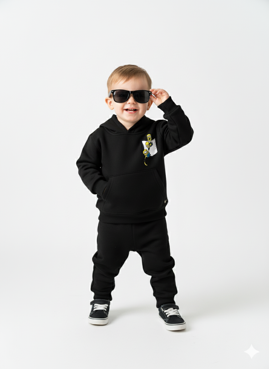 Black Baby front pocket Hoodie with Bart Simpson Print – front pocket Pullover My Little Co.
