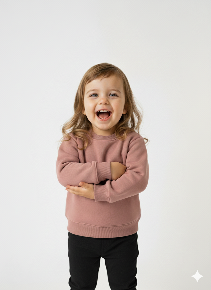 Peach Round Neck Sweatshirt with Side Pockets – My Little Co. My Little Co.