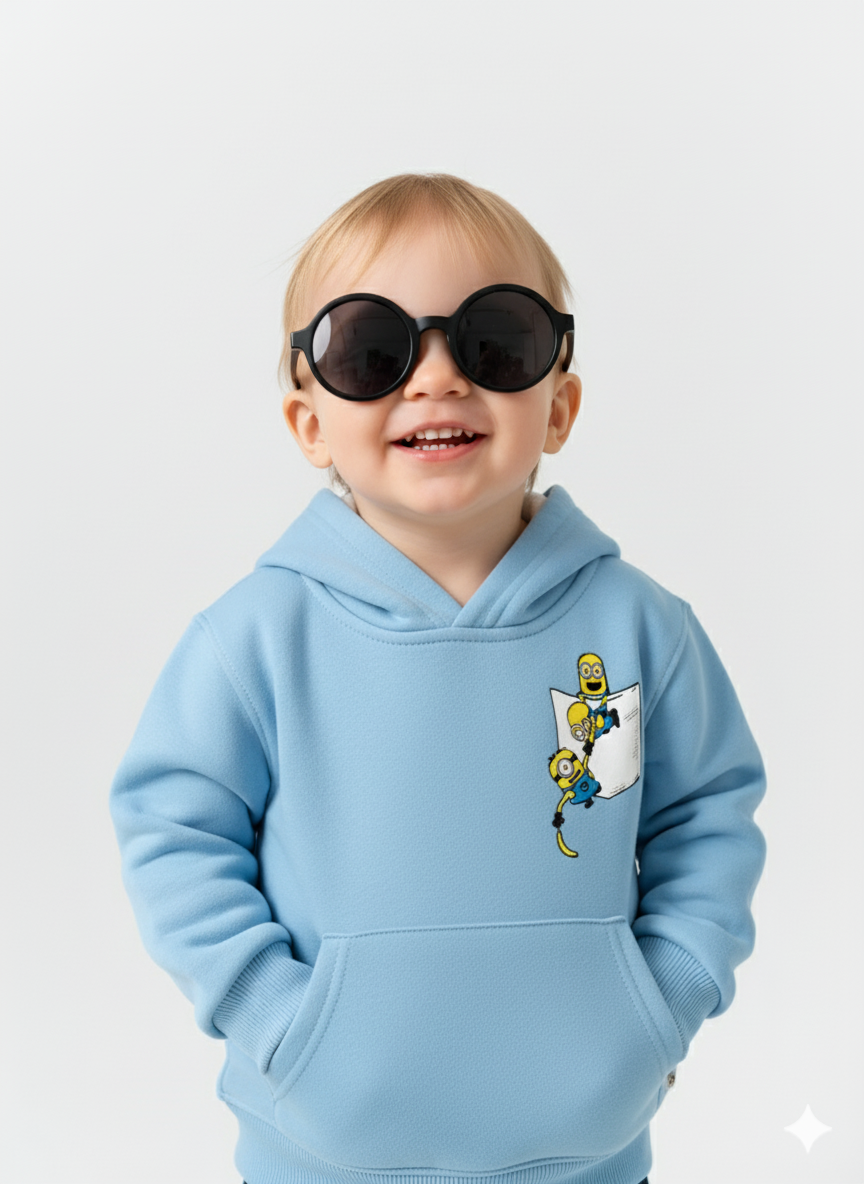Sky blue Baby Hoodie with Bart Simpson Print – Front Pockets Pullover My Little Co.