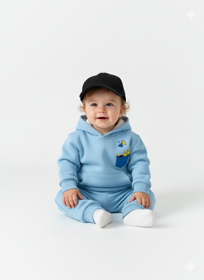 Sky Blue Baby hoodie with Minions Print – Pullover My Little Co.