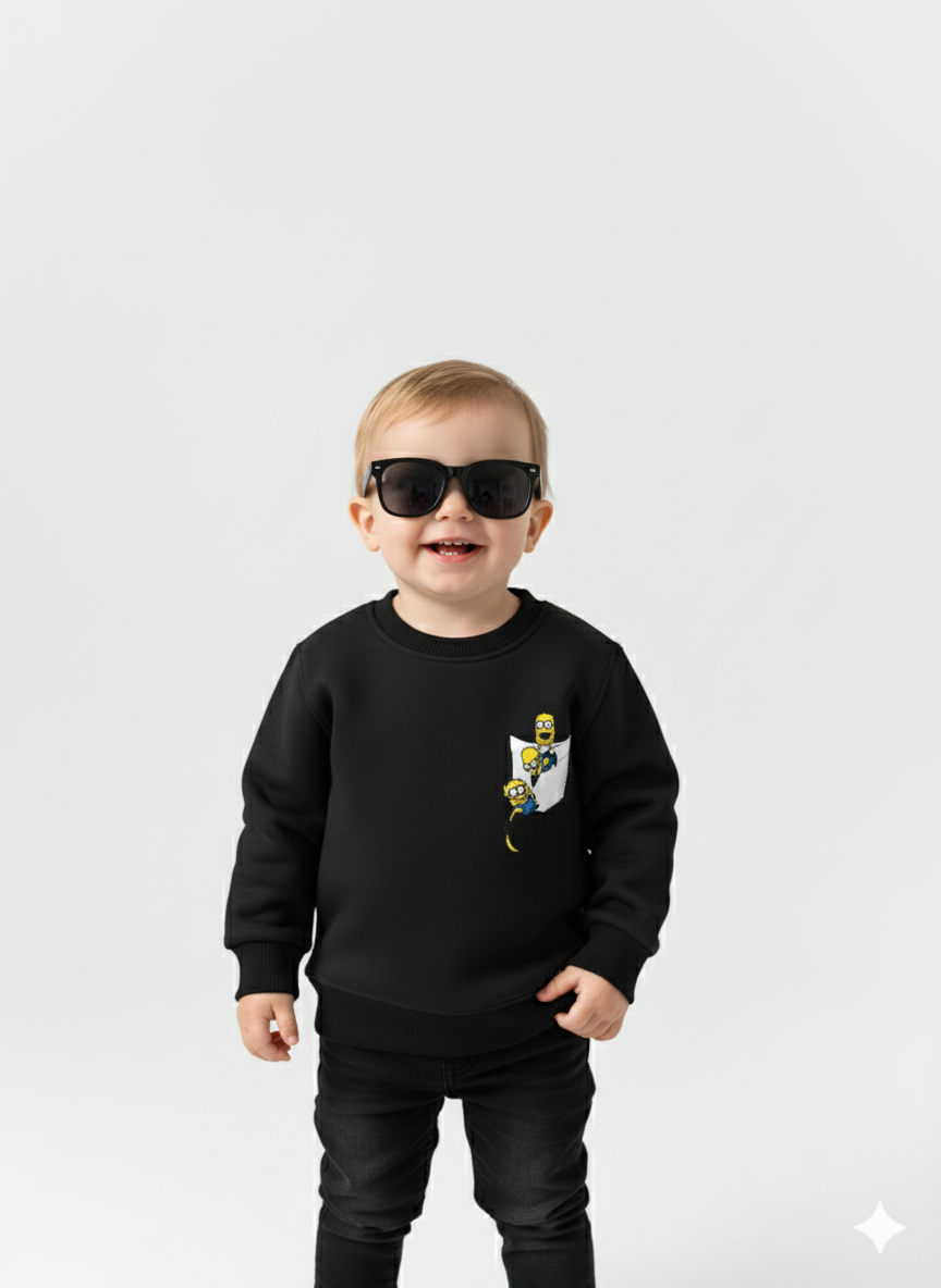 Black Baby Round neck Sweatshirt with Minion Print My Little Co.