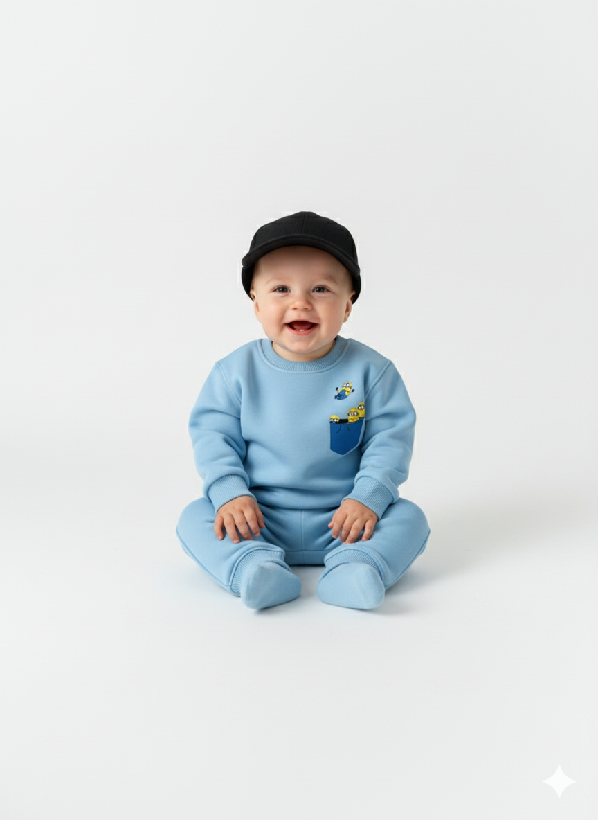 Sky Blue Baby Sweatshirt with Minions Print – Cute Cartoon Pullover for Toddlers My Little Co.