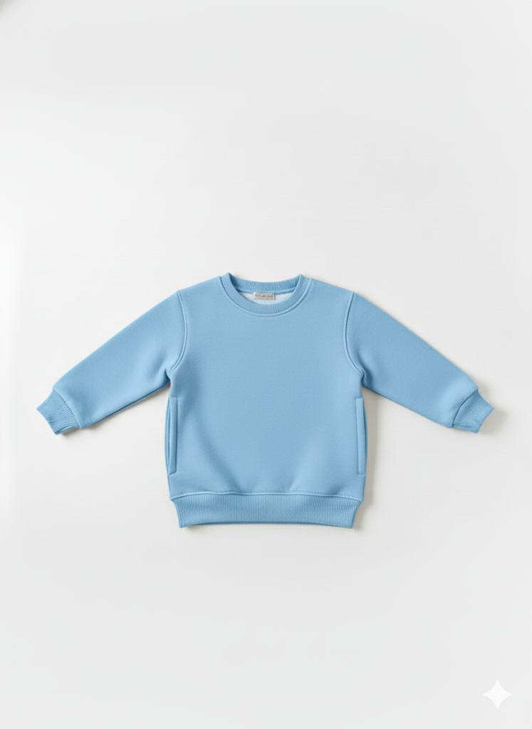 Light blue sweatshirt on a white background