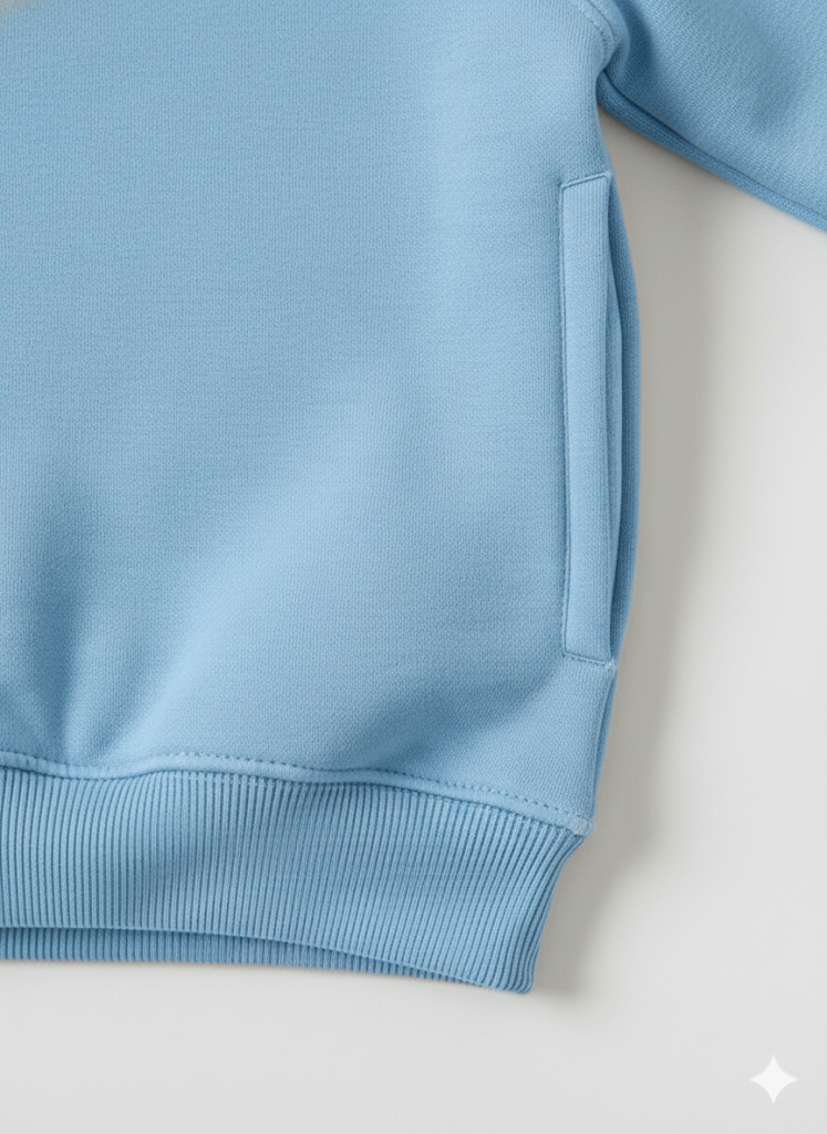 Sky blue Hoodie Neck Baby Sweatshirt with Blue Stitch Print My Little Co.