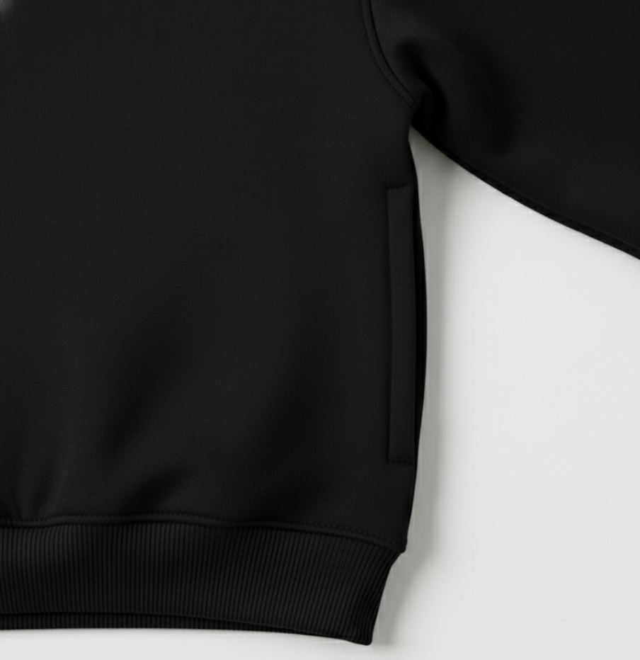 Black Round Neck Sweatshirt with Side Pockets – My Little Co. My Little Co.