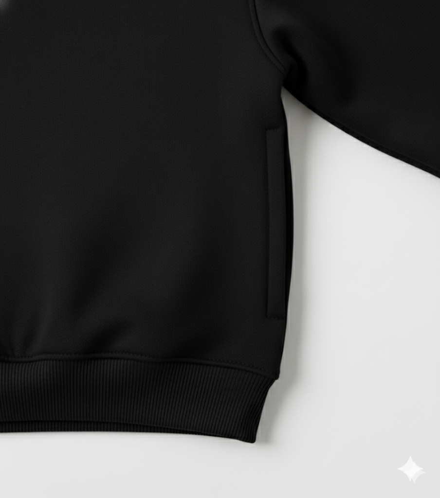 Black Hoodie Baby Sweatshirt with Blue Stitch Print My Little Co.