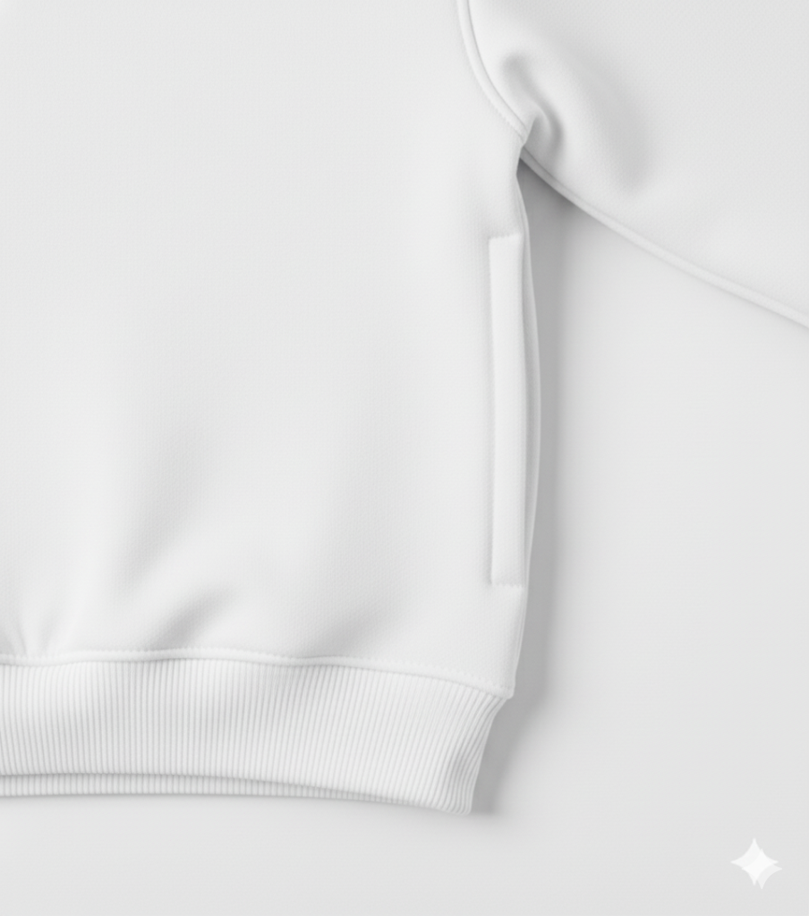 White Hoodie Baby Sweatshirt with Blue Stitch Print My Little Co.