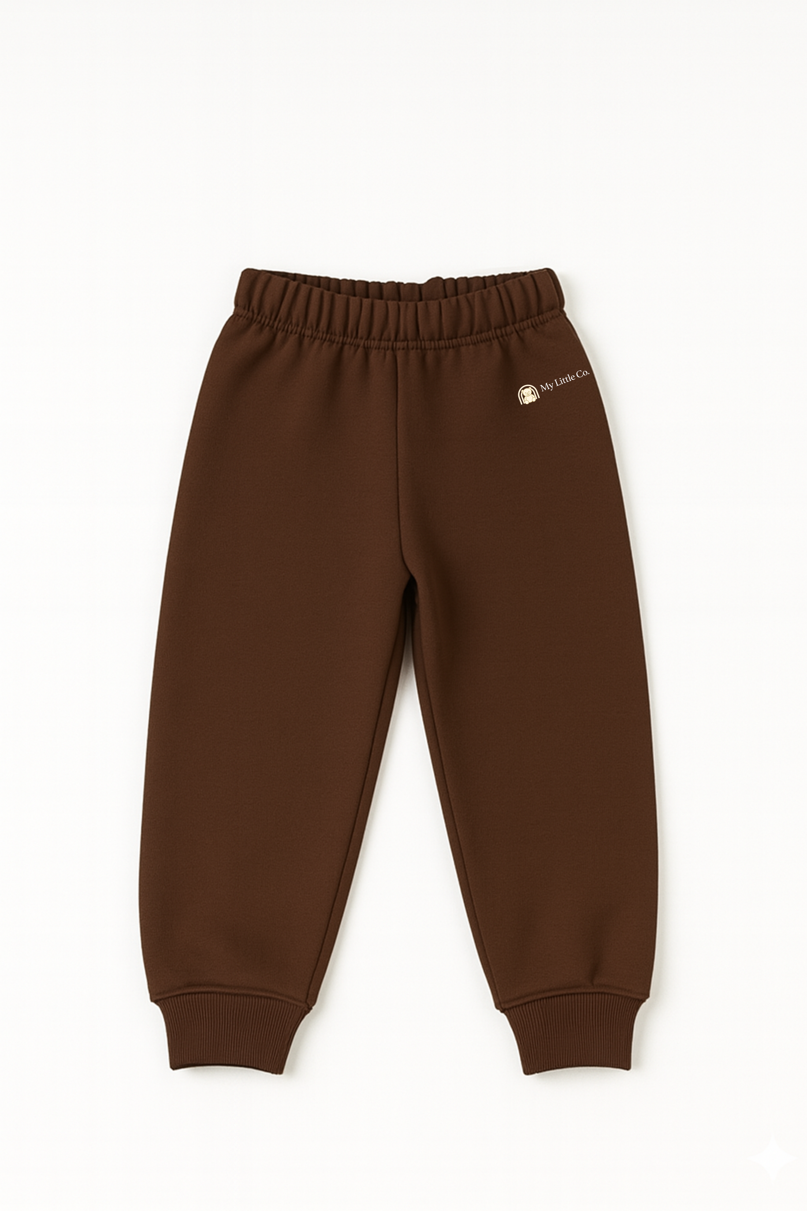 My Little Co. kids brown lower – cotton fleece jogger pants