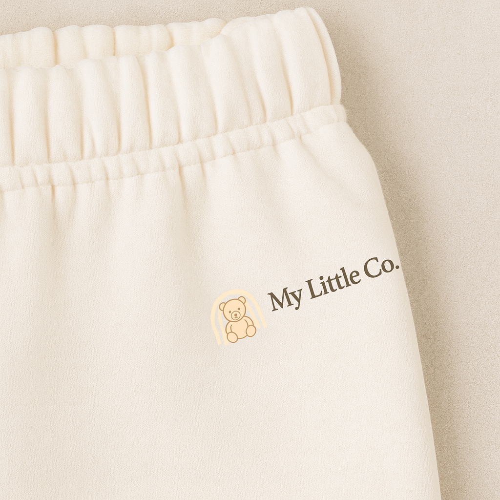 My Little Co. kids white lower – soft cotton fleece jogger