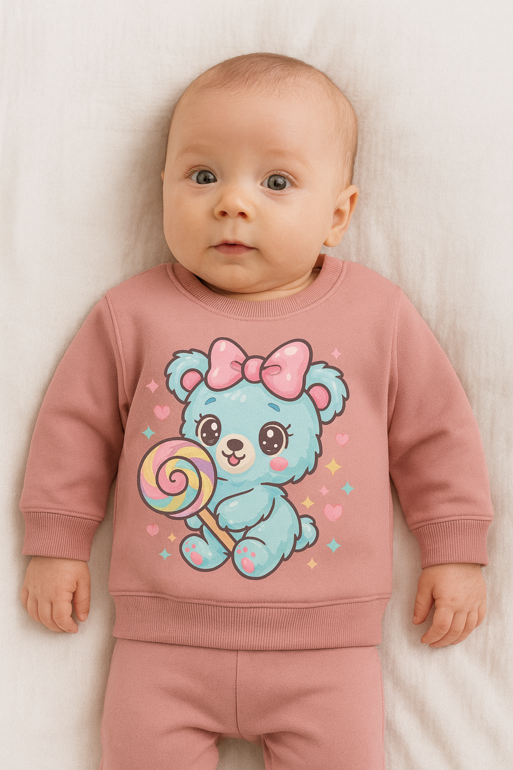 Peach cotton fleece sweatshirt for kids – My Little Co.