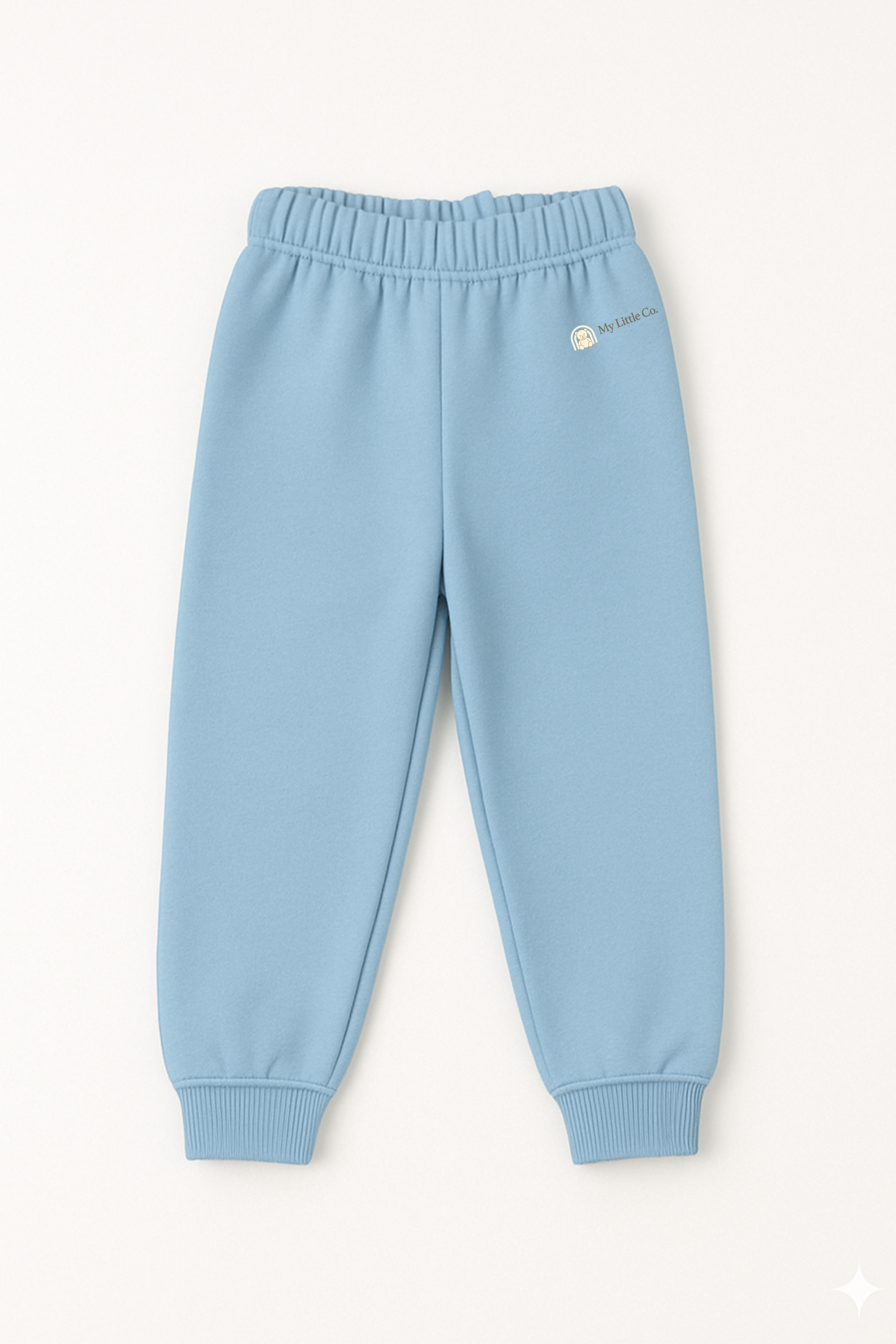 Sky blue cotton fleece kids lower – soft cozy jogger