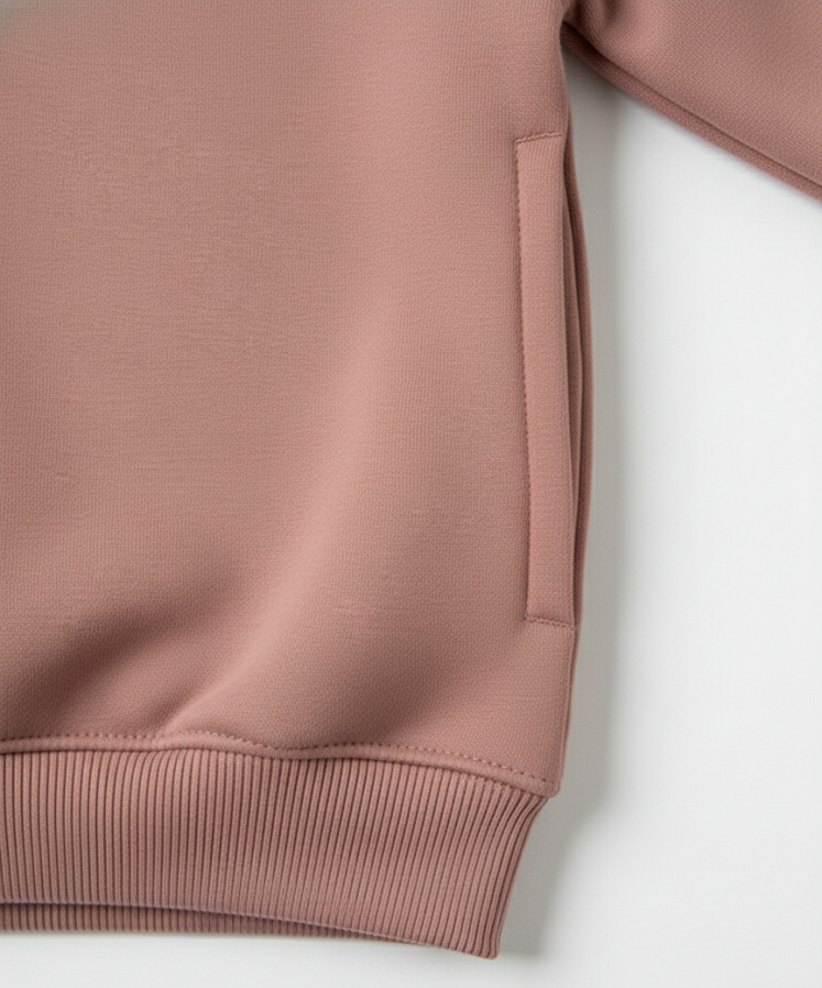 Close-up of a pink sweatshirt on a white background