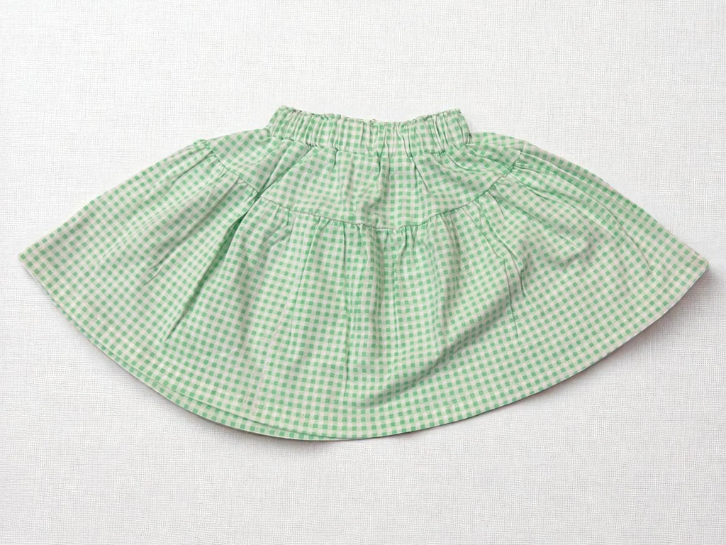 Cute Teddy Print T-Shirt & Green Gingham Skirt Set for Baby Girls - My Little Co.