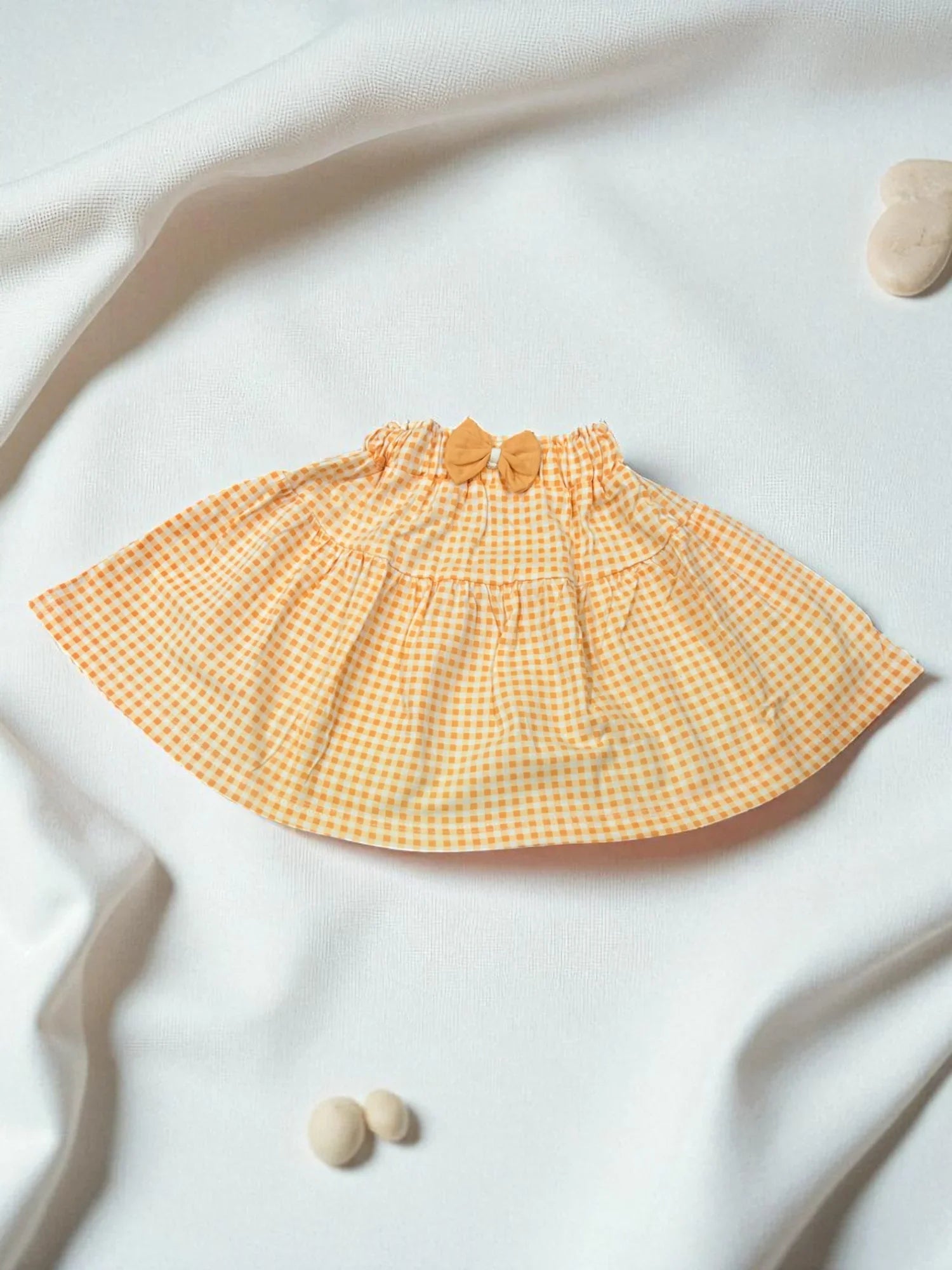 Cute Teddy Print T-Shirt & Green Gingham Skirt Set for Baby Girls - My Little Co.
