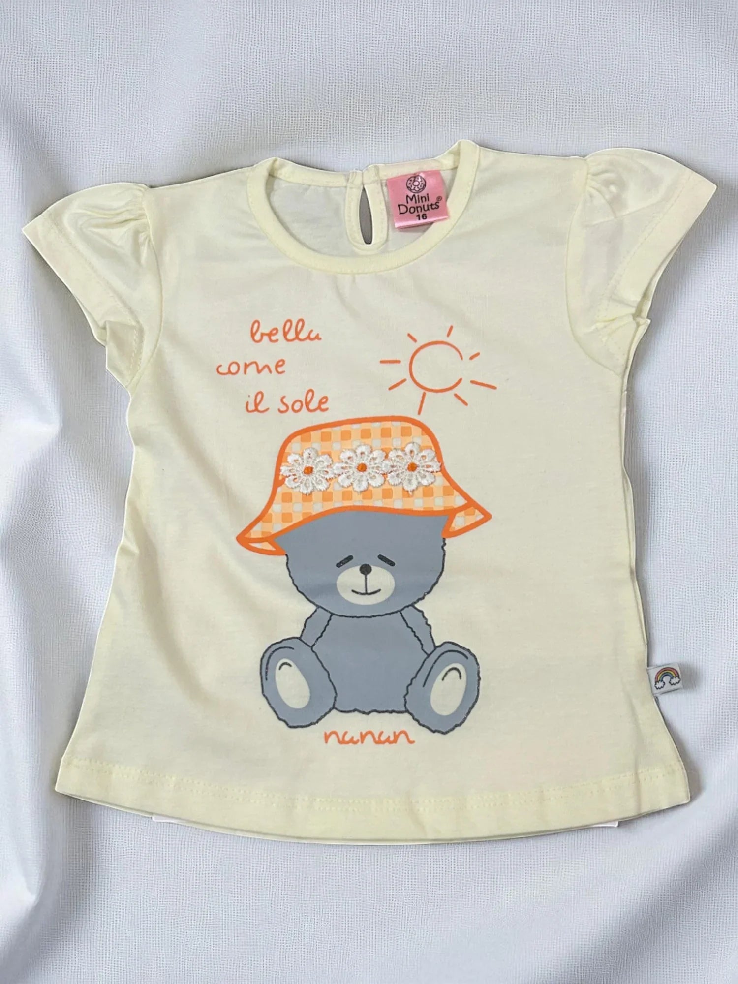 Cute Teddy Print T-Shirt & Green Gingham Skirt Set for Baby Girls - My Little Co.