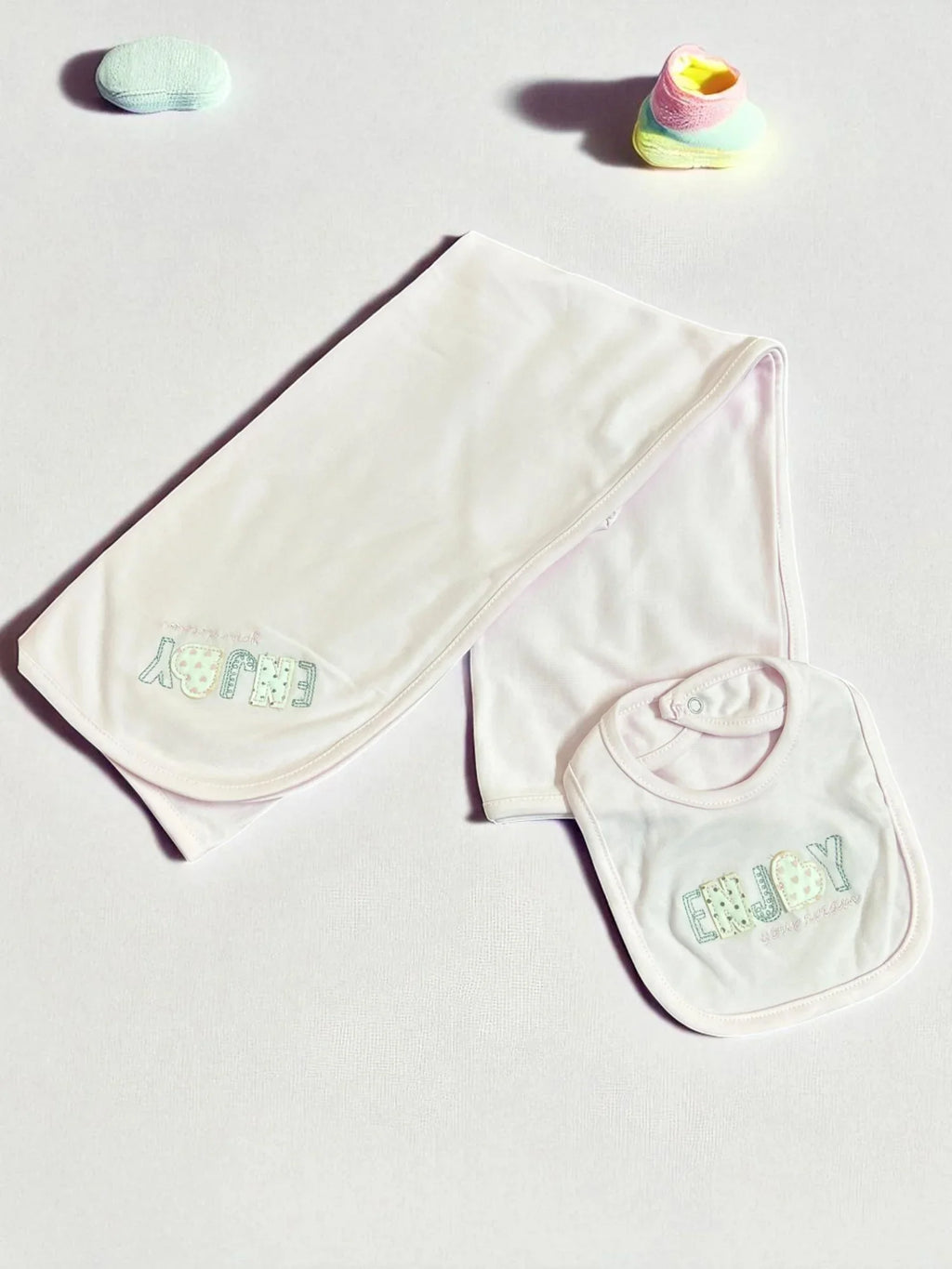 Newborn White 4-Piece Set – Romper, T-shirt, Blanket & Bib - My Little Co.