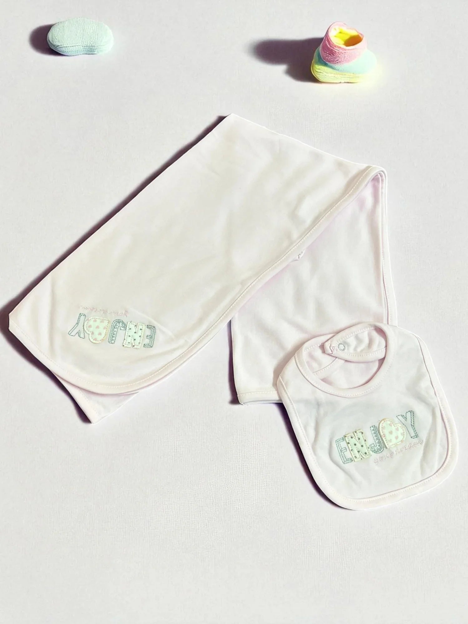 Newborn White 4-Piece Set – Romper, T-shirt, Blanket & Bib - My Little Co.