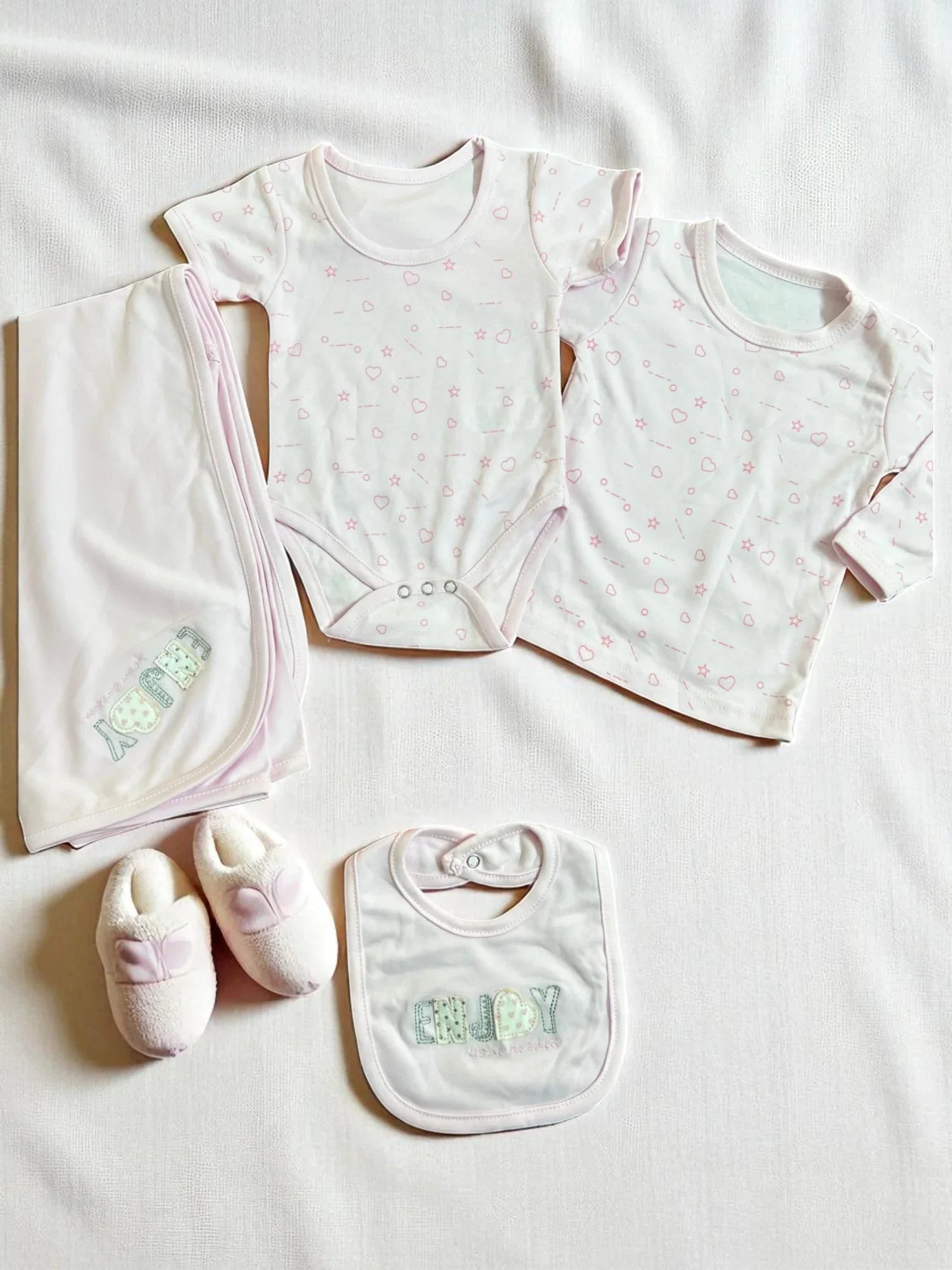 Newborn White 4-Piece Set – Romper, T-shirt, Blanket & Bib - My Little Co.