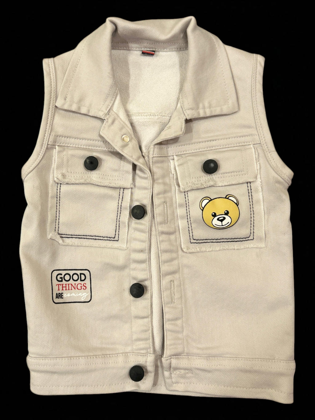 Cute Bear Patch Denim Look Co-Ord Set for Boys – 3-Piece Casual Outfit - My Little Co.