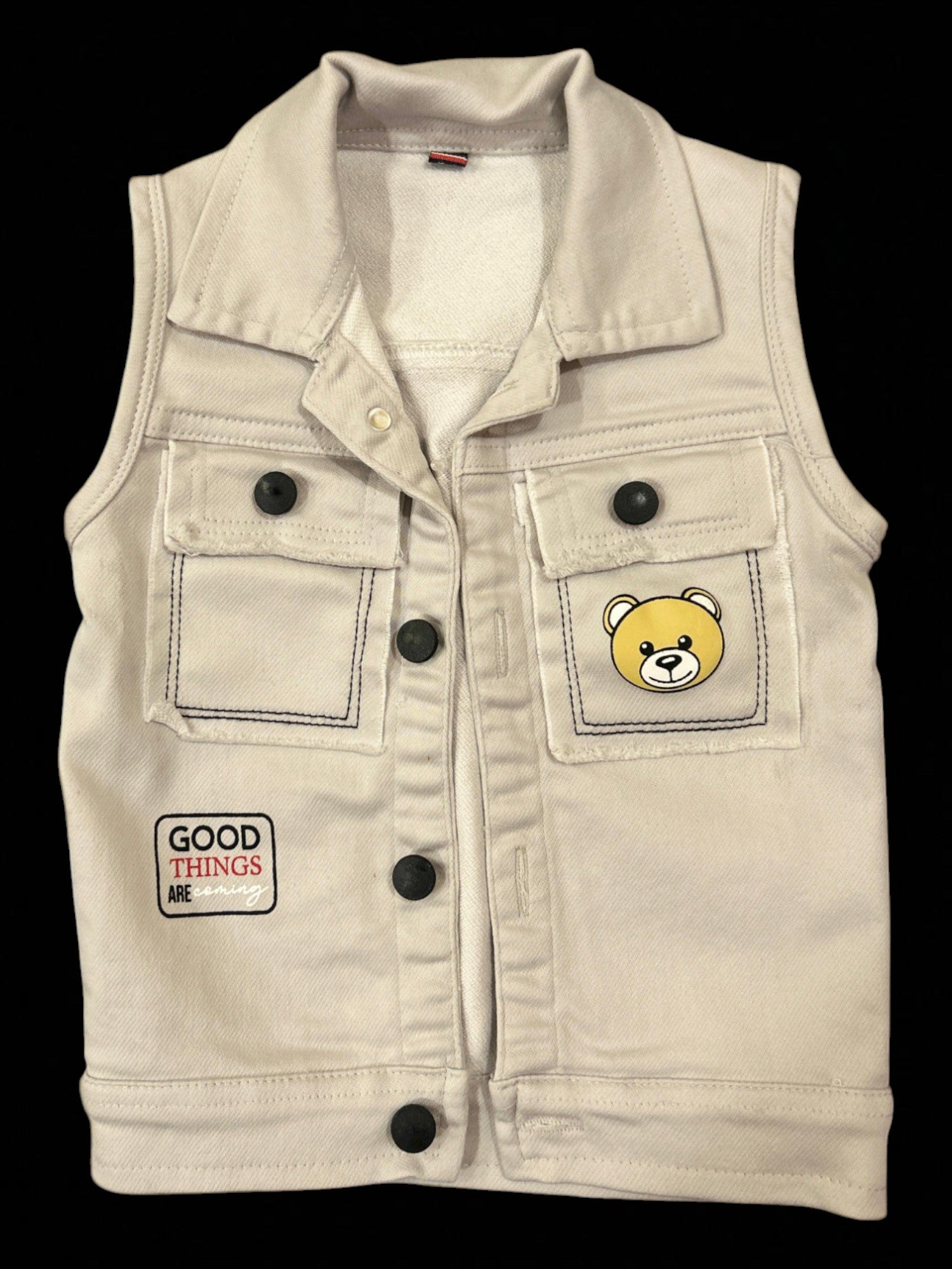 Cute Bear Patch Denim Look Co-Ord Set for Boys – 3-Piece Casual Outfit - My Little Co.