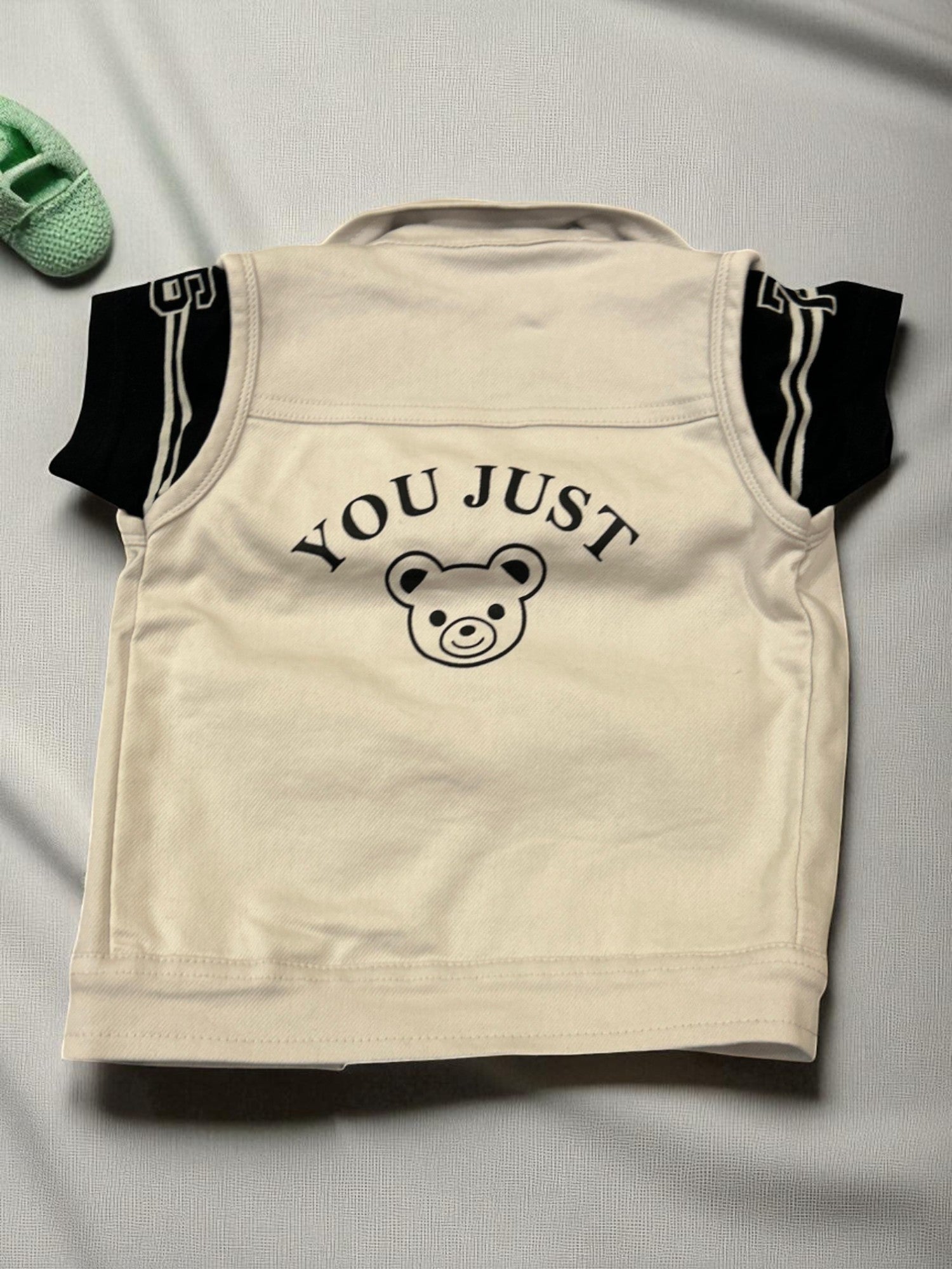 Cute Bear Patch Denim Look Co-Ord Set for Boys – 3-Piece Casual Outfit - My Little Co.