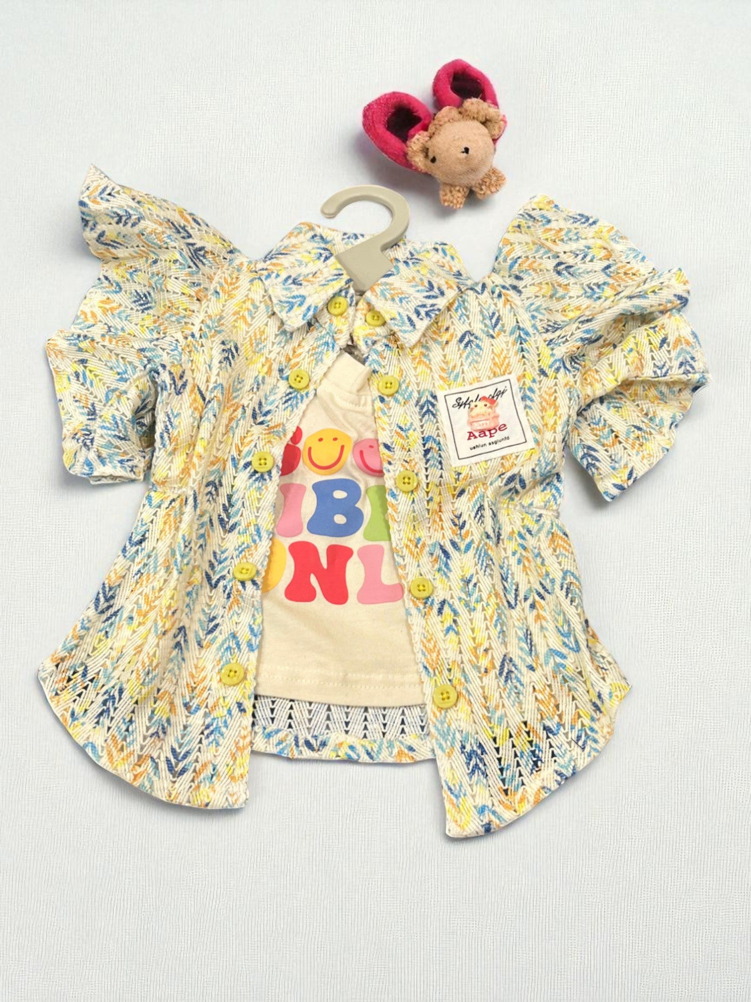 "Be Kind" Summer Shirt & Denim Shorts Set for Girls – 3-Piece Casual Outfit - My Little Co.
