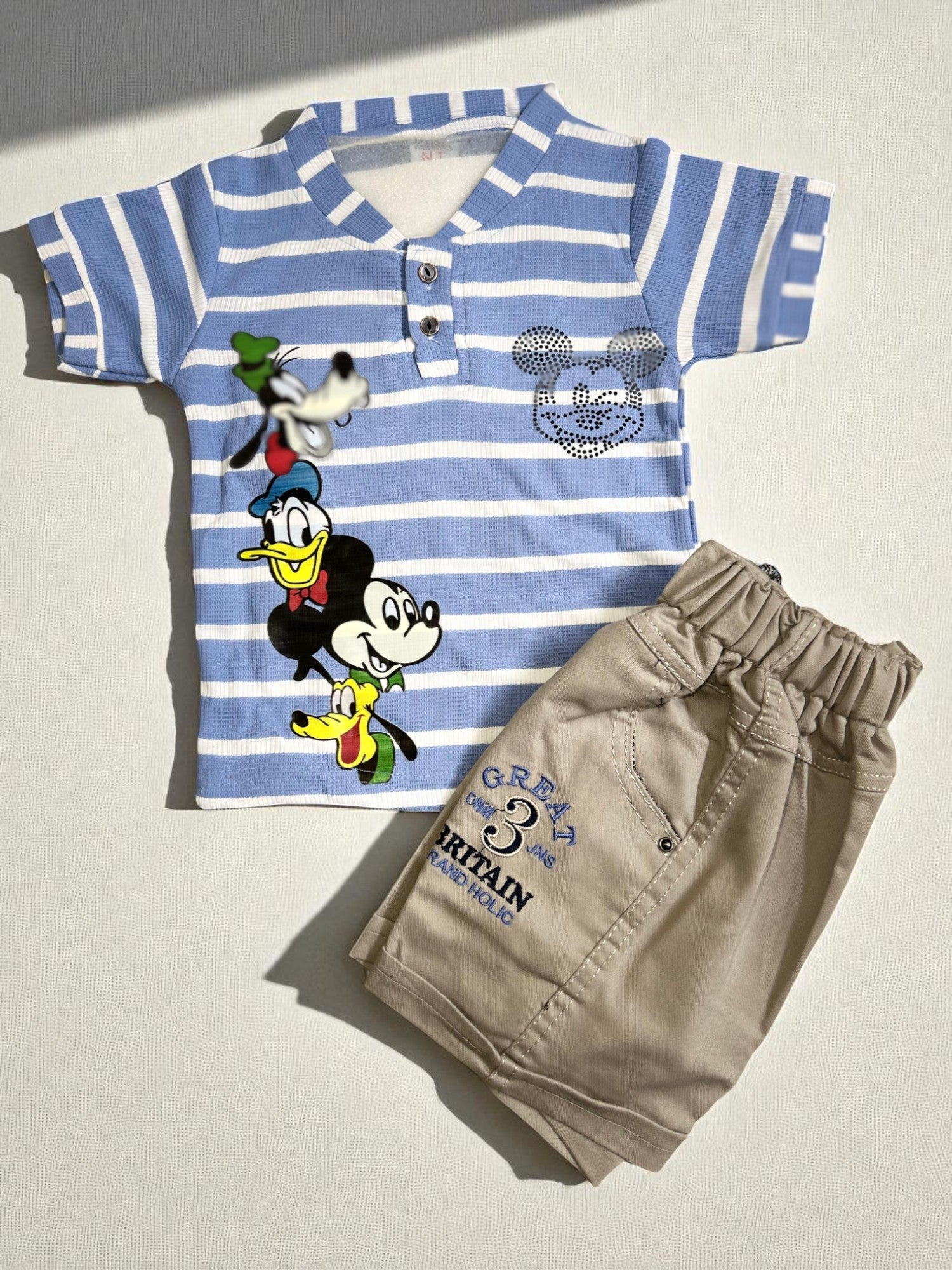 Disney Cartoon Stripped Tee & Shorts Set - My Little Co.