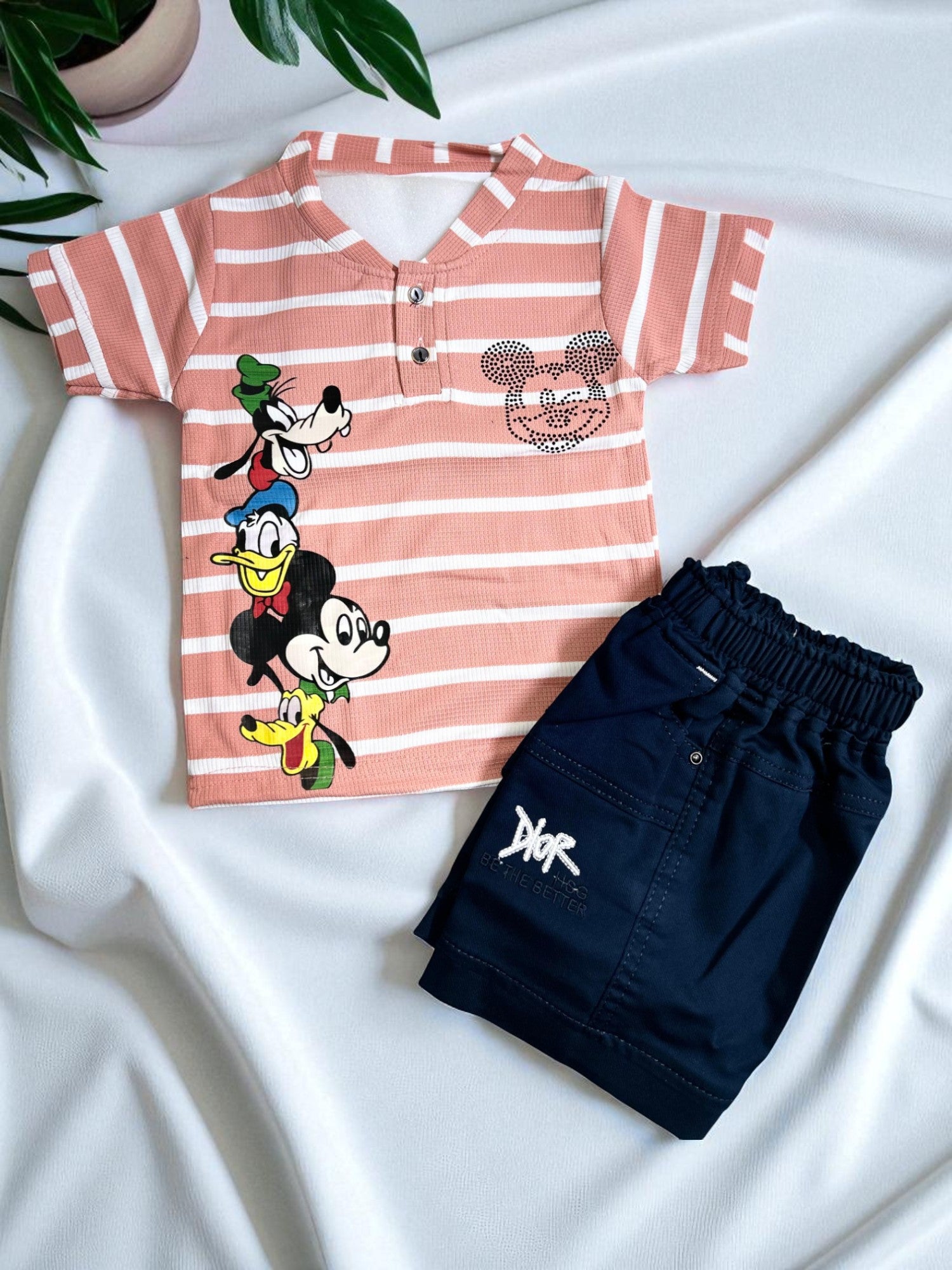 Disney Cartoon Stripped Tee & Shorts Set - My Little Co.